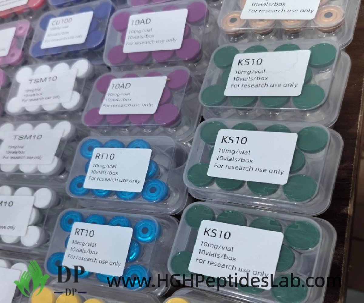 AOD9604 vial displayed together with other peptide vials