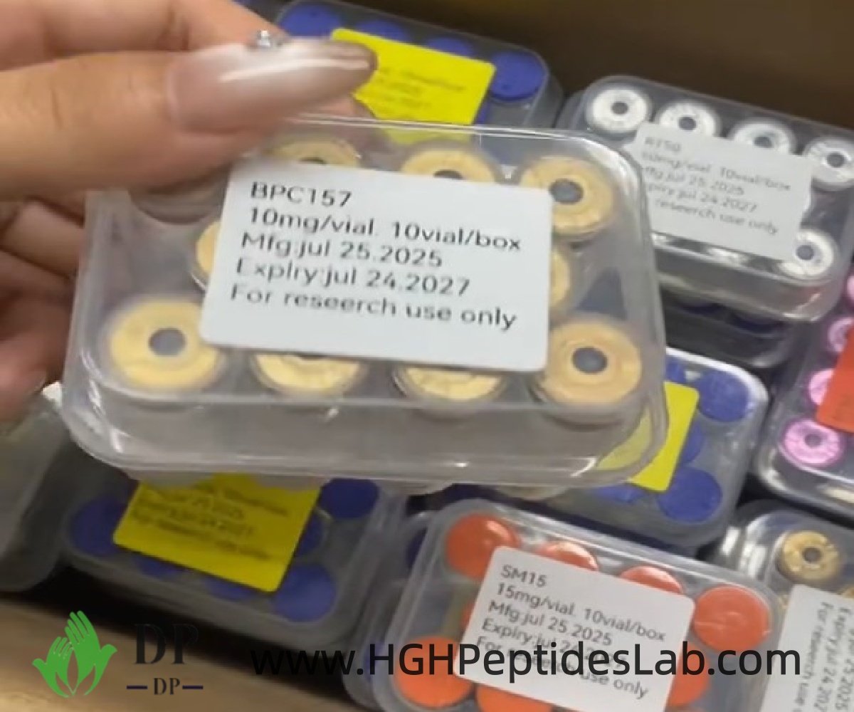 BPC157 clear box with external product label close up