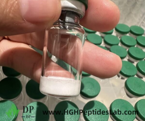 BPC-157 lyophilized powder vial close-up, batch photo