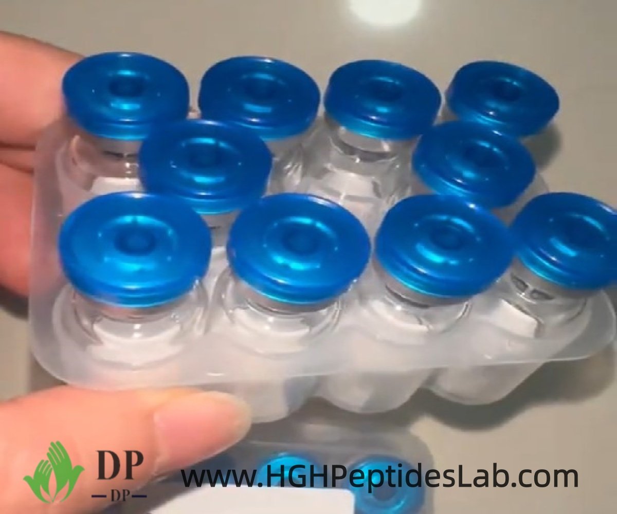 Hand holding a CJC-1295 With DAC research vial close up