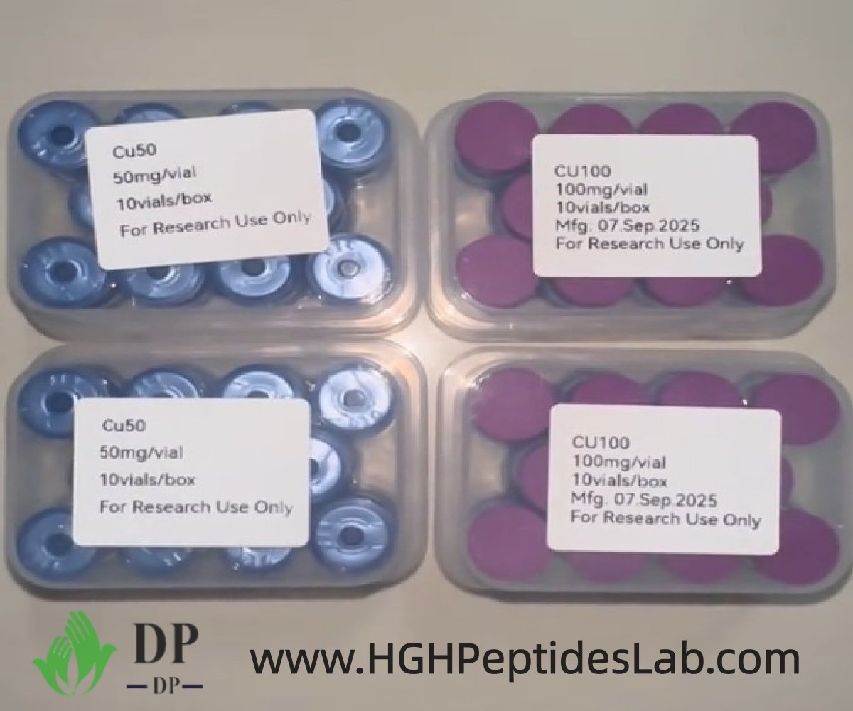 GHK-Cu klarbox med extern produktetikett närbild