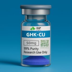 GHK-Cu peptide vial 50mg, white lyophilized powder