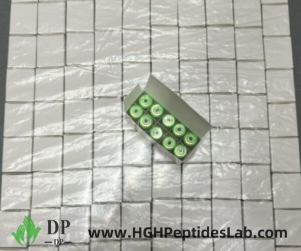 Production tray of PT-141 vials on packaging line