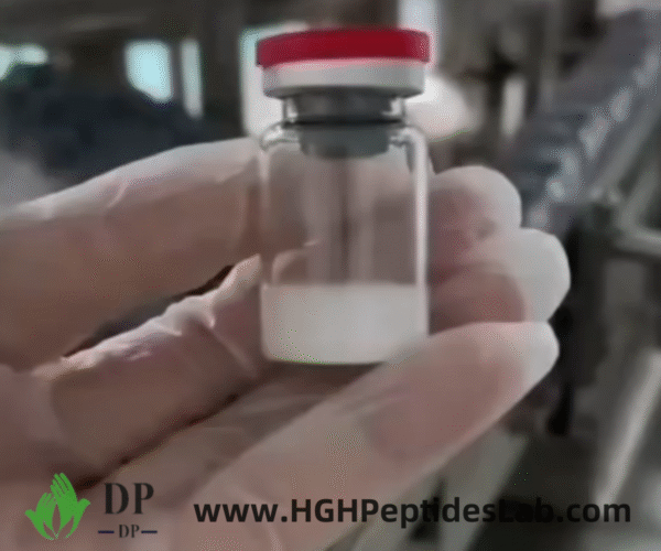 Dual-blend peptide vial close-up — lyophilized powder